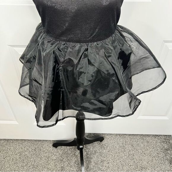 Sz S English Factory Black Sparkle Glitter Empire Tulle & Organza Top NWOT $85 - Picture 4 of 12